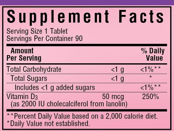 Bluebonnet Earth Sweet Chewable Vitamin D3 2000 IU 90 Chewable