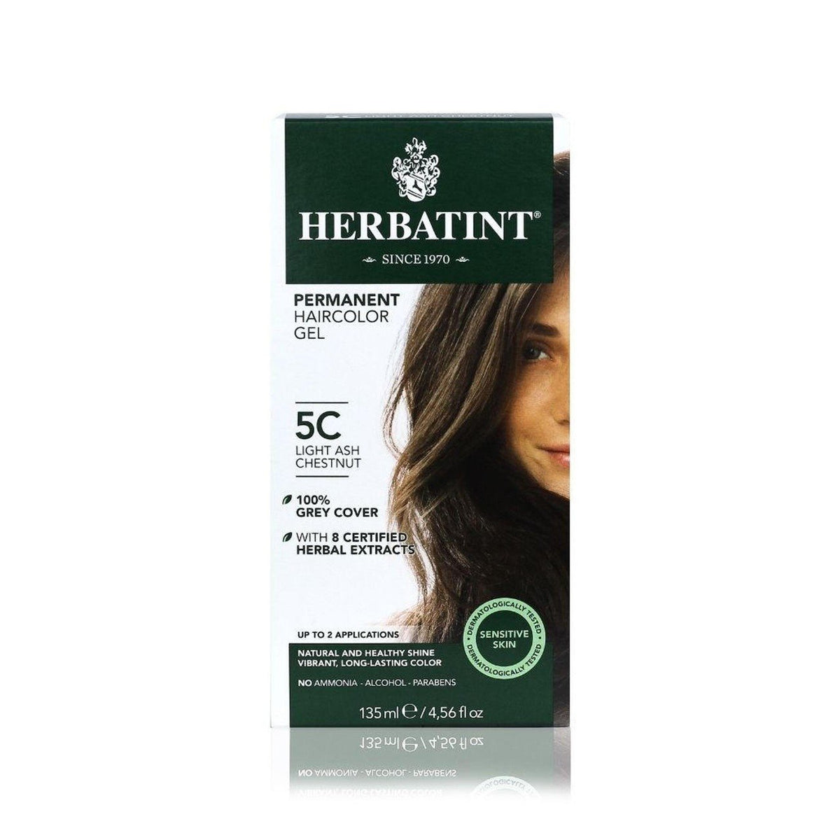 Herbatint 5C-Light Ash Chestnut-Permanent Hair Color Gel 4.56 fl oz Liquid