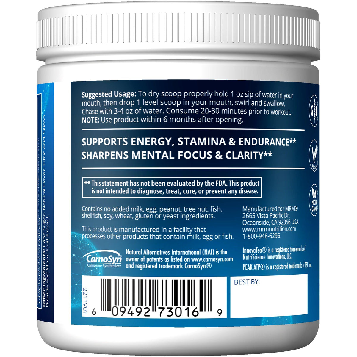 MRM (Metabolic Response Modifiers) Dry Scoop Driven Pre WorkOut Orange Blast 100g (3.53 oz) Powder