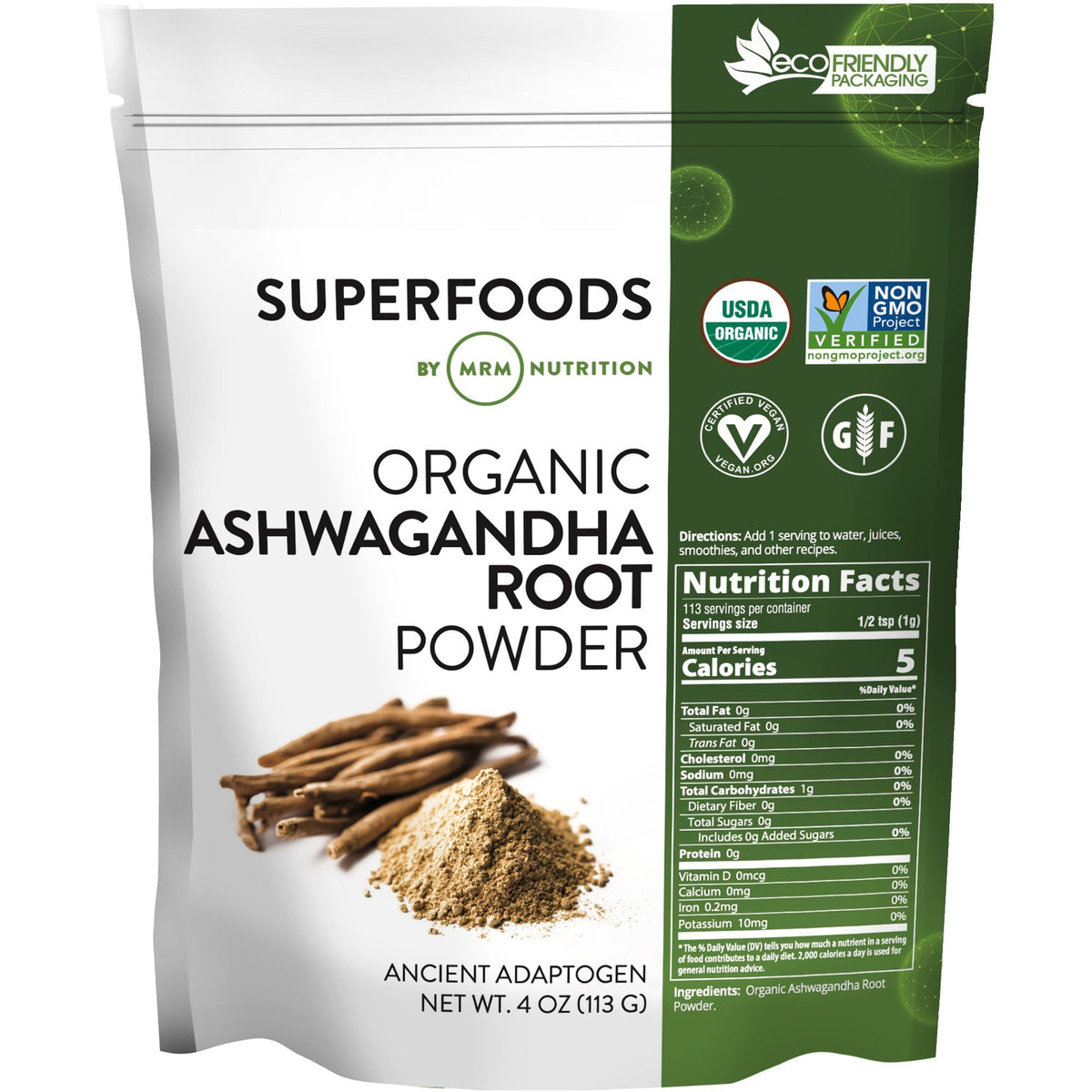 MRM (Metabolic Response Modifiers) Super Foods - Organic Ashwagandha Roots Powder 4 oz Powder