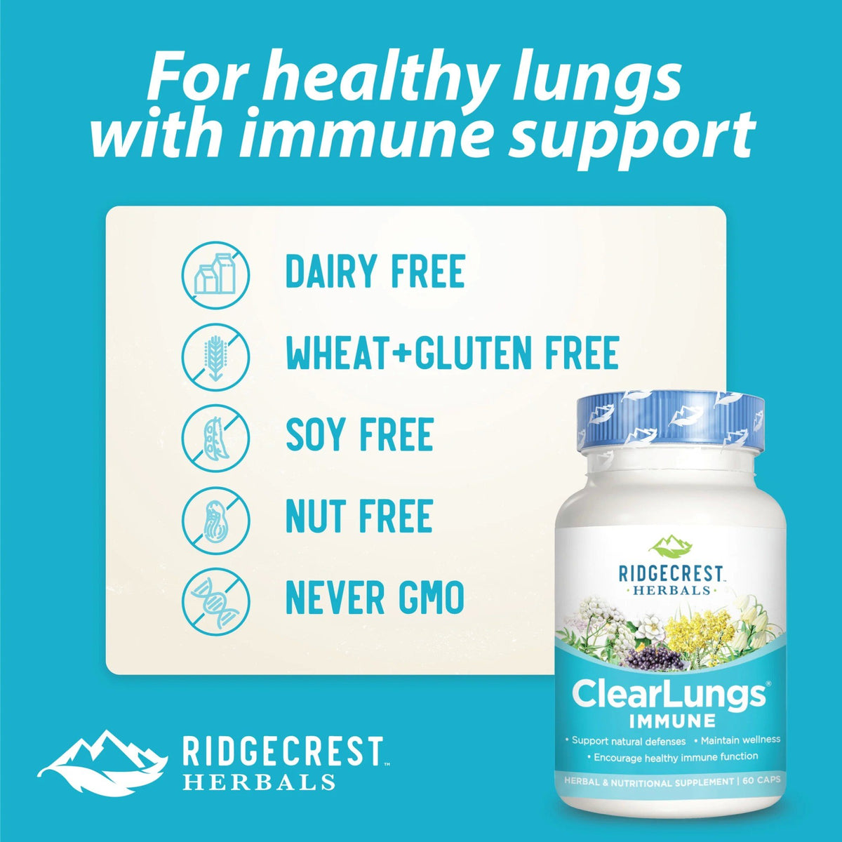 Ridgecrest Herbals ClearLungs Immune 60 VegCap