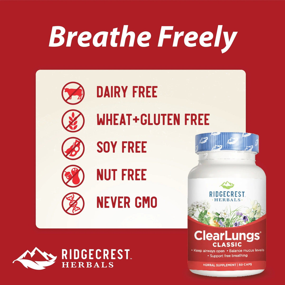 Ridgecrest Herbals Clear Lungs 60 Capsule