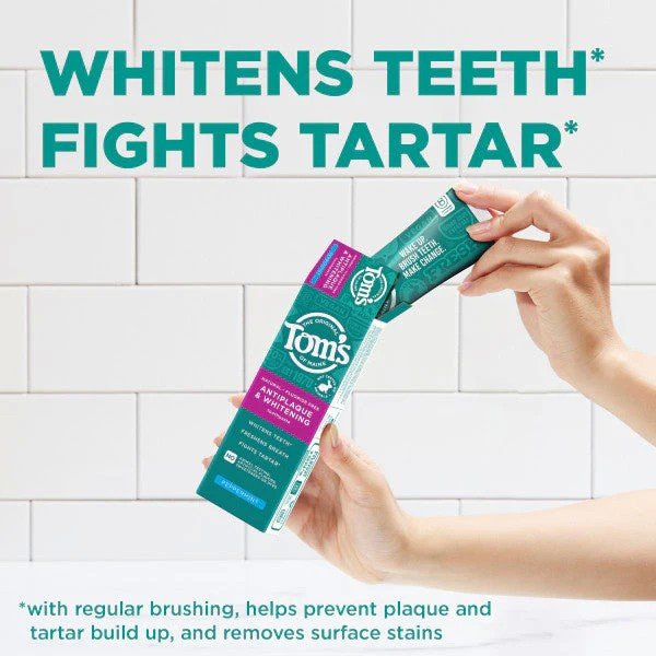Tom's Of Maine Fluoride-Free Antiplaque & Whitening  Peppermint Toothpaste 2 Pack 4.5 oz Paste