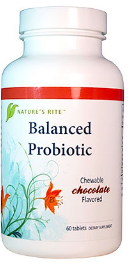 Natures Rite Balanced Probiotic Chewable Chocolate Flavored 60 Tablet
