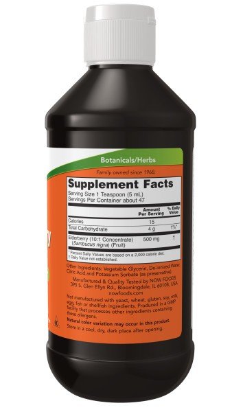 Now Foods Elderberry Liquid 10:1 Concentrate 8 oz Liquid