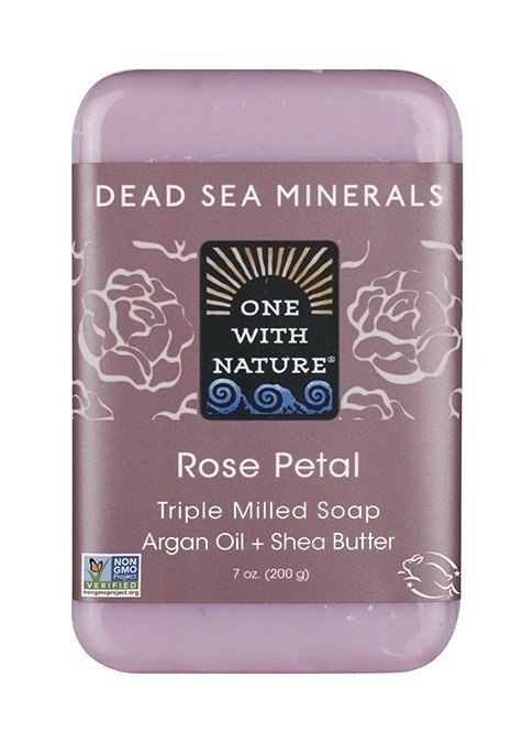 One With Nature Dead Sea Spa Rose Petal Soap 7 oz Bar Soap