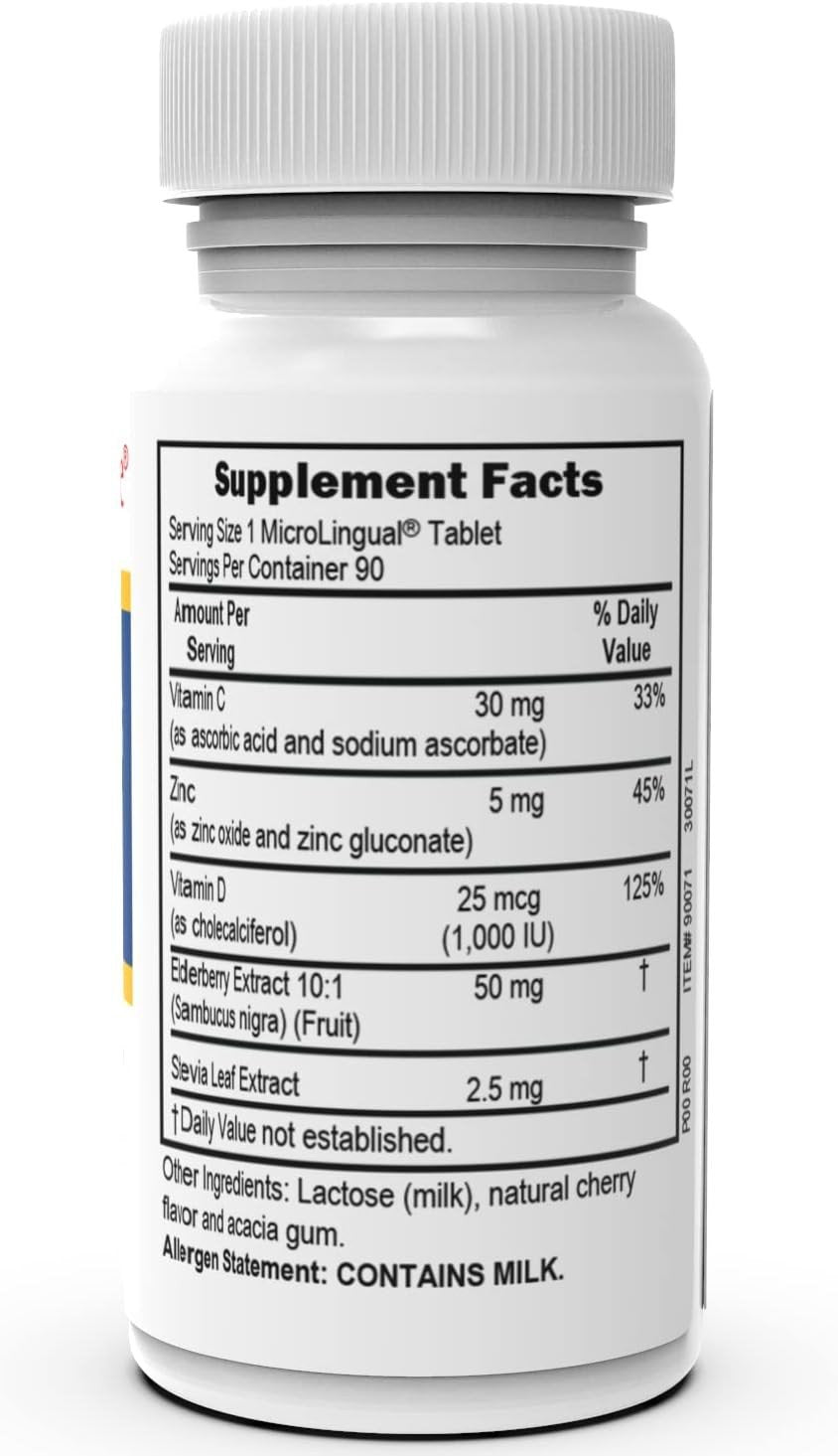 Superior Source Zinc Plus Vitamin C, D3 &amp; Elderberry Immune Support 90 Sublingual Tablet