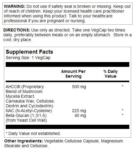 Solaray AHCC Plus NAC &amp; Beta Glucan 30 VegCap