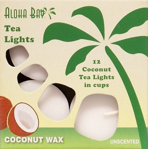Aloha Bay Coconut Wax Tea Lights Unscented White Candles 12 Candle