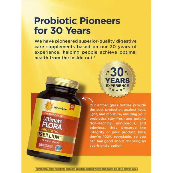 Renew Life Ultimate Flora Everyday Probiotic 15 Billion 30 VegCap