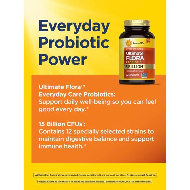 Renew Life Ultimate Flora Everyday Probiotic 15 Billion 60 VegCap