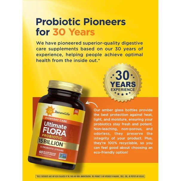 Renew Life Ultimate Flora Everyday Probiotic 15 Billion 60 VegCap