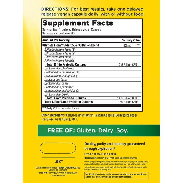 Renew Life Ultimate Flora Adult+ Probiotic 30 Billion 60 VegCap