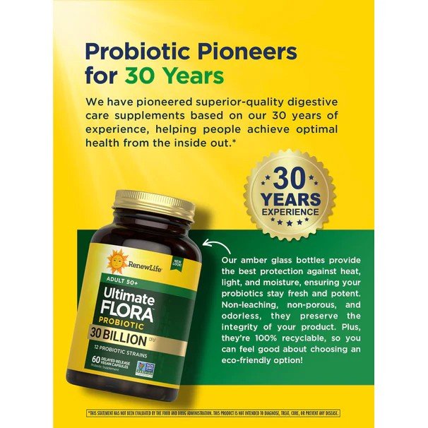 Renew Life Ultimate Flora Adult+ Probiotic 30 Billion 60 VegCap