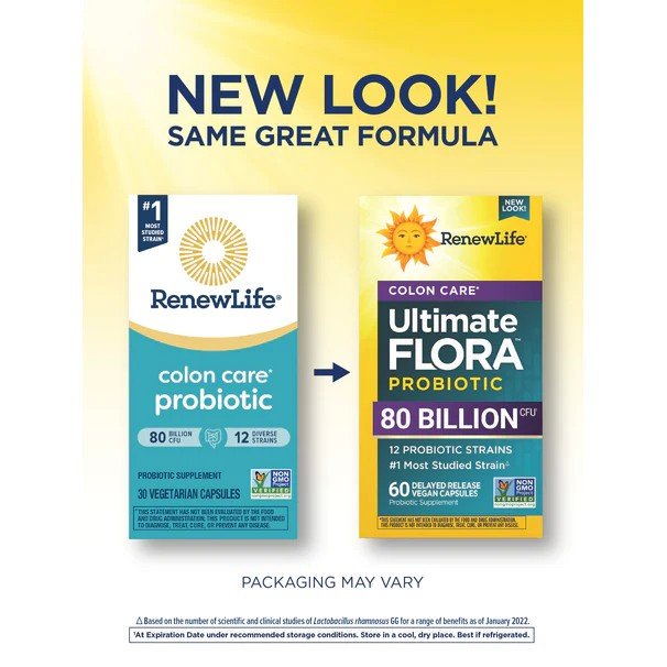 Renew Life Ultimate Flora Colon Care Probiotic 80 Billion 60 VegCap