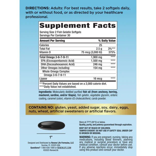 Renew Life Norwegian Gold Super Critical Omega 60 Softgel