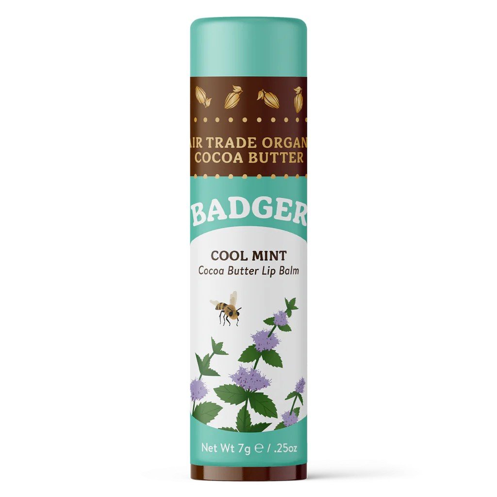 Badger Cocoa Butter Cool Mint 0.25 oz Lip Balm
