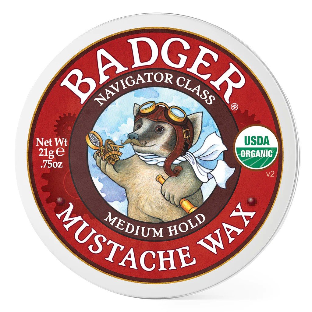 Badger Navigator Class Man Care Man Mustache Wax .75 oz Tin