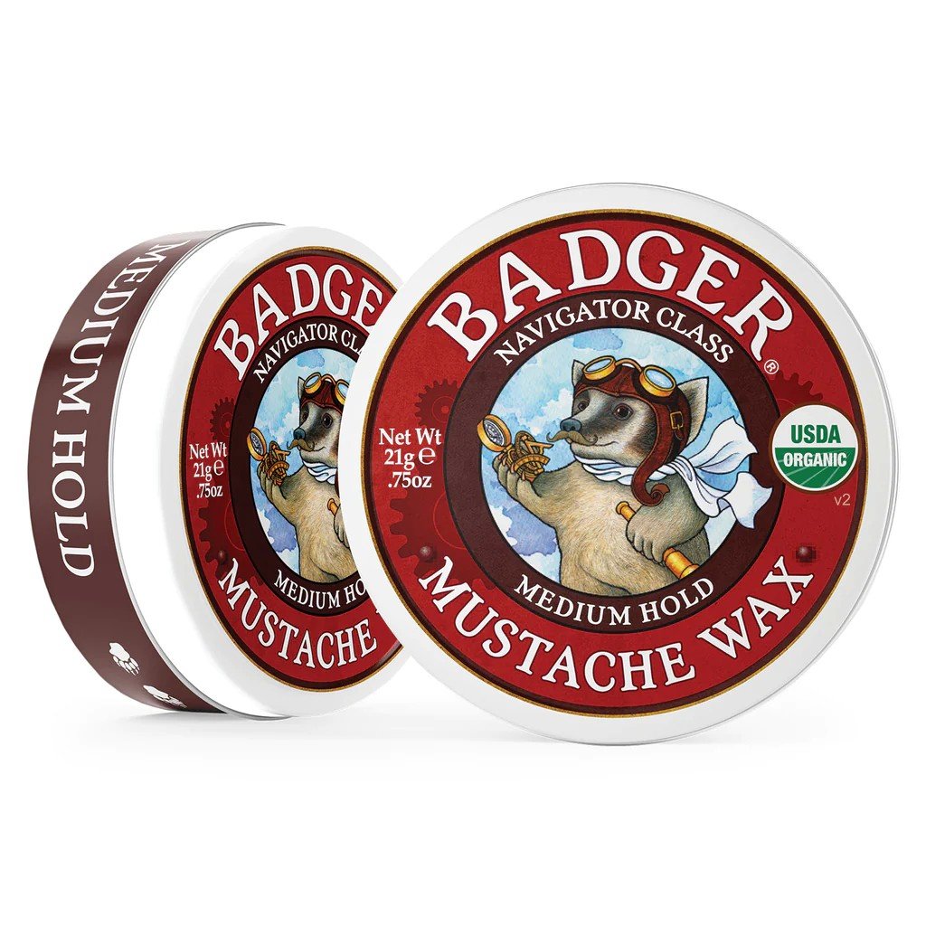 Badger Navigator Class Man Care Man Mustache Wax .75 oz Tin