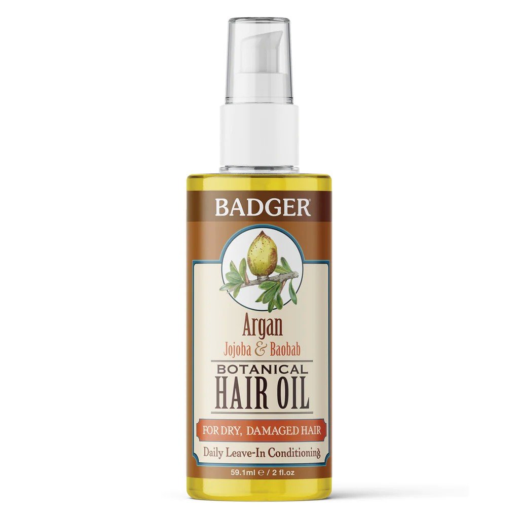 Badger Argan Hair Oil for Dry &amp; Damaged Hair 2 oz Liquid