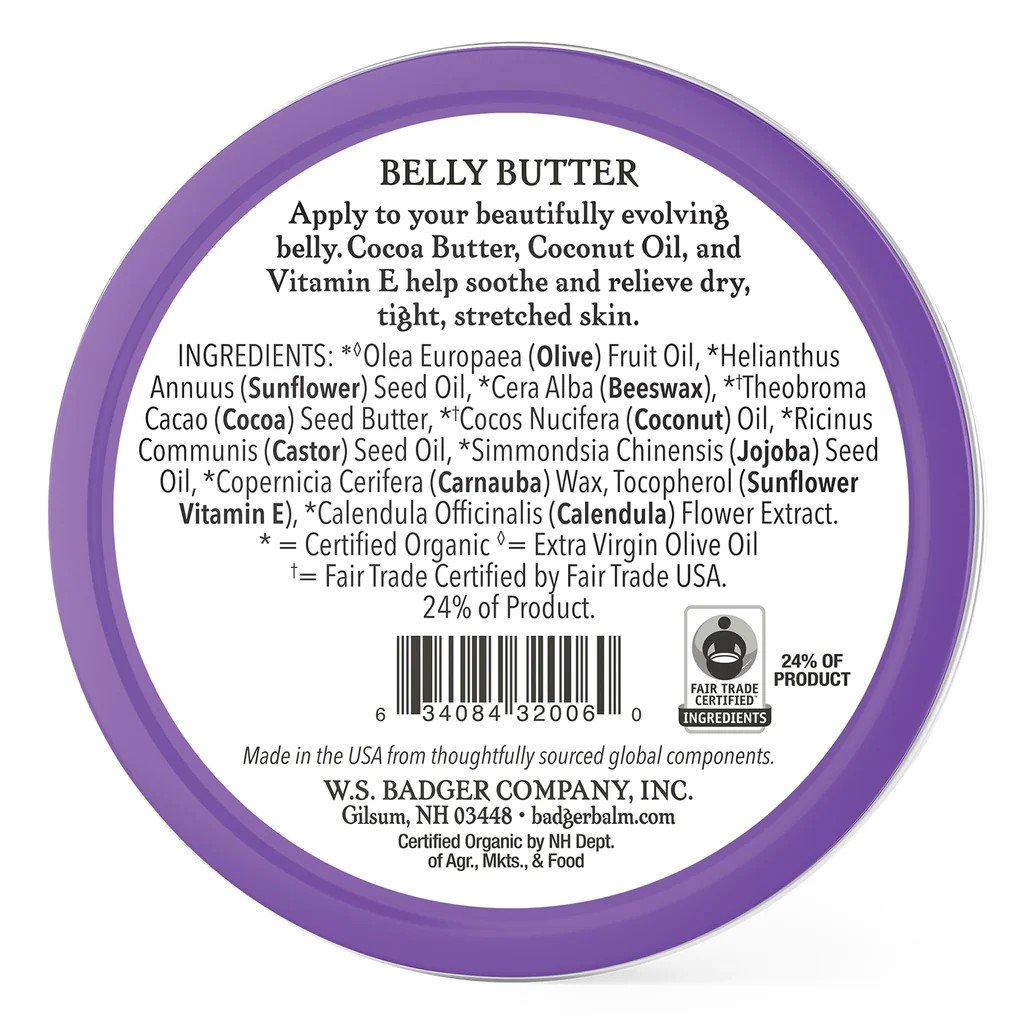 Badger Organic Belly Butter 2 oz Cream