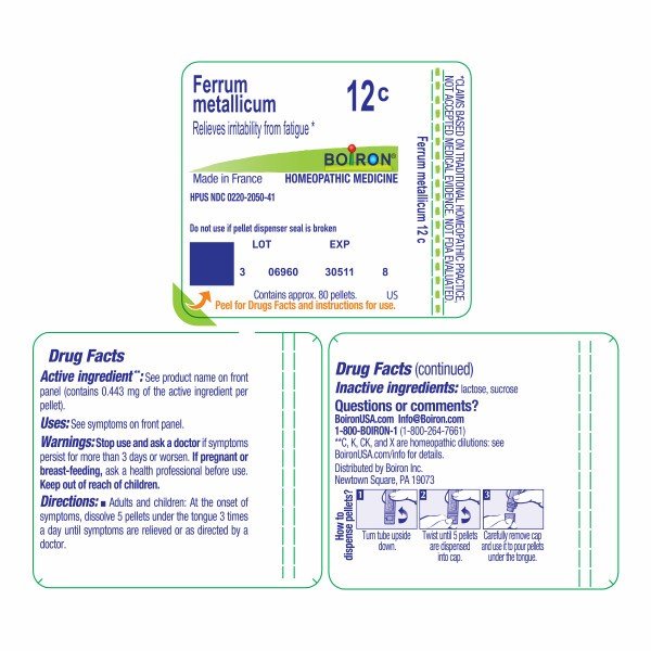 Boiron Ferrum Metallicum 12C Homeopathic Single Medicine For Stress &amp; Sleep 80 Pellet