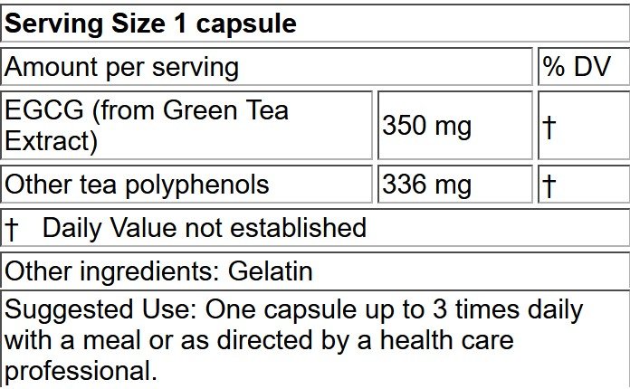 LifeLink EGCG - Epigallocatechin Gallate 350 mg 60 Capsule