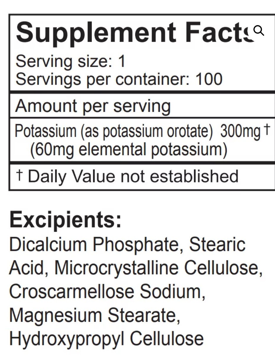 LifeLink Potassium Orotate 300mg 100 Tablet