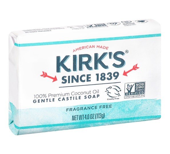 Kirk&#39;s Natural Original Castile Bar Soap-Fragance Free 4 oz Bar Soap