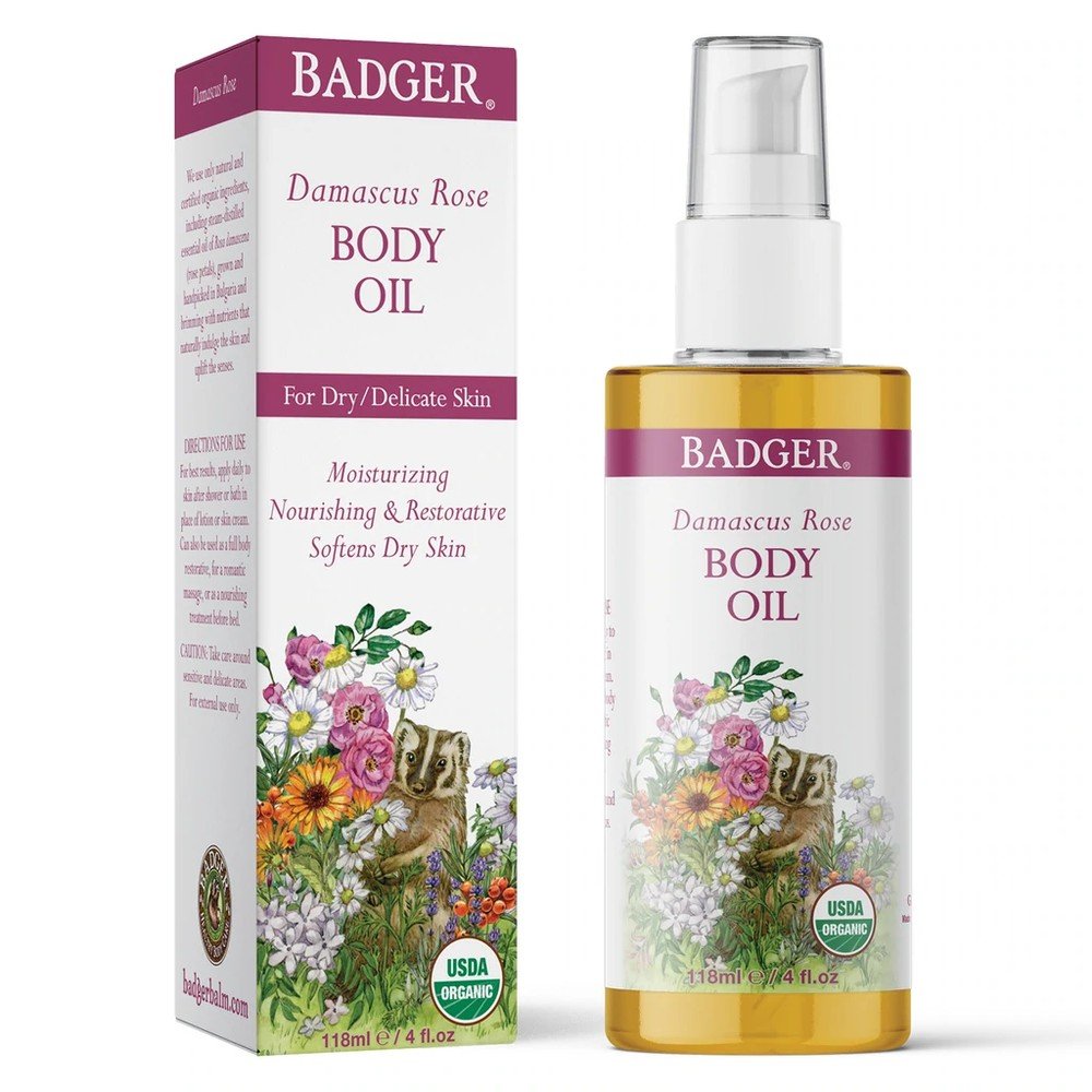 Badger Damascus Rose Antioxidant Body Oil 4 oz Oil