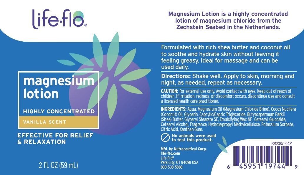 LifeFlo Magnesium Lotion Travel Size Vanilla 2 oz Liquid