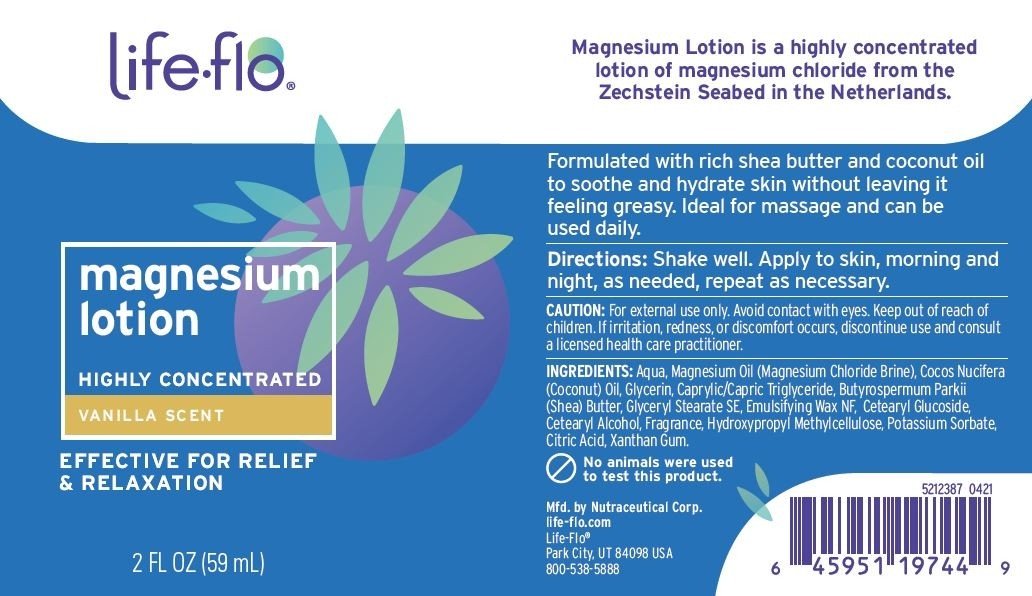 LifeFlo Health Products Magnesium Lotion Travel Size Vanilla 2 oz Liquid