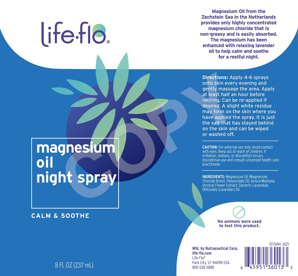 LifeFlo Magnesium Oil Night Spray 8 fl oz Spray