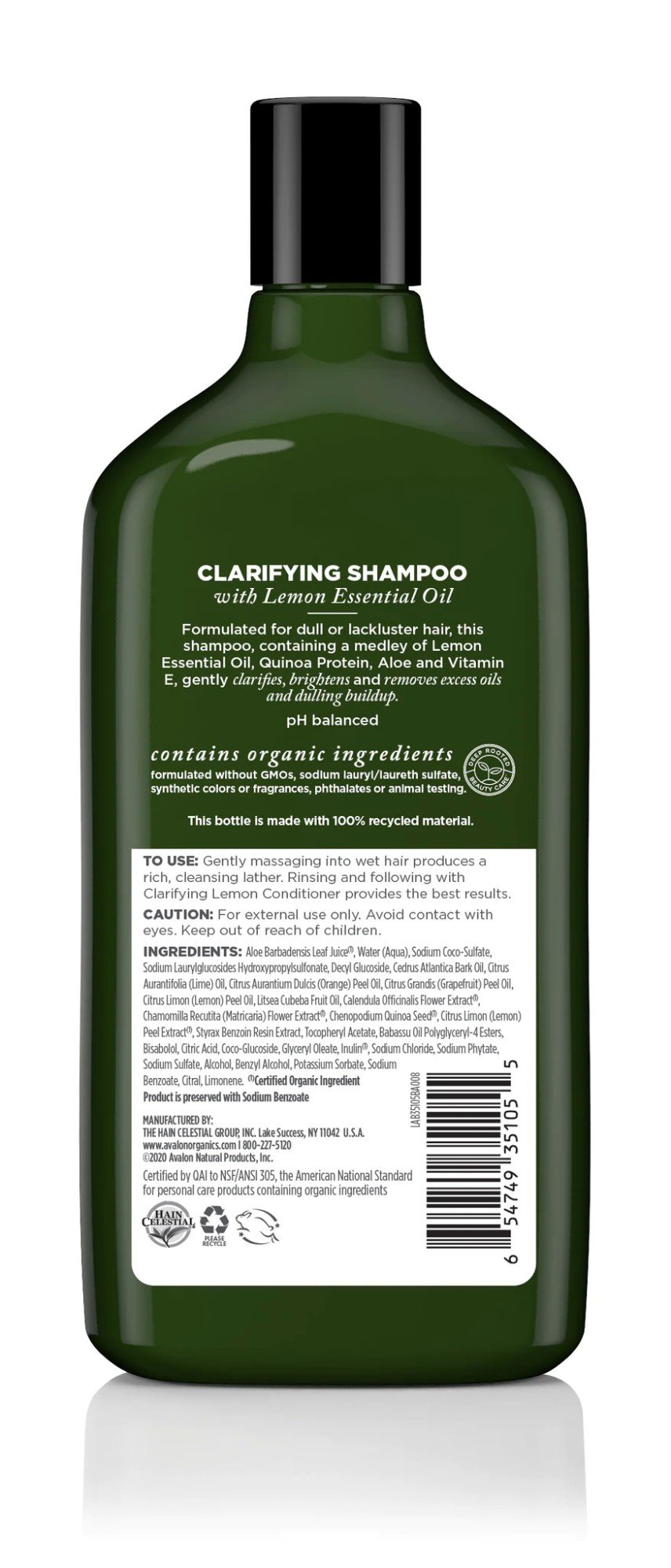 Avalon Organics Clarifying Lemon Shampoo 11 oz Liquid