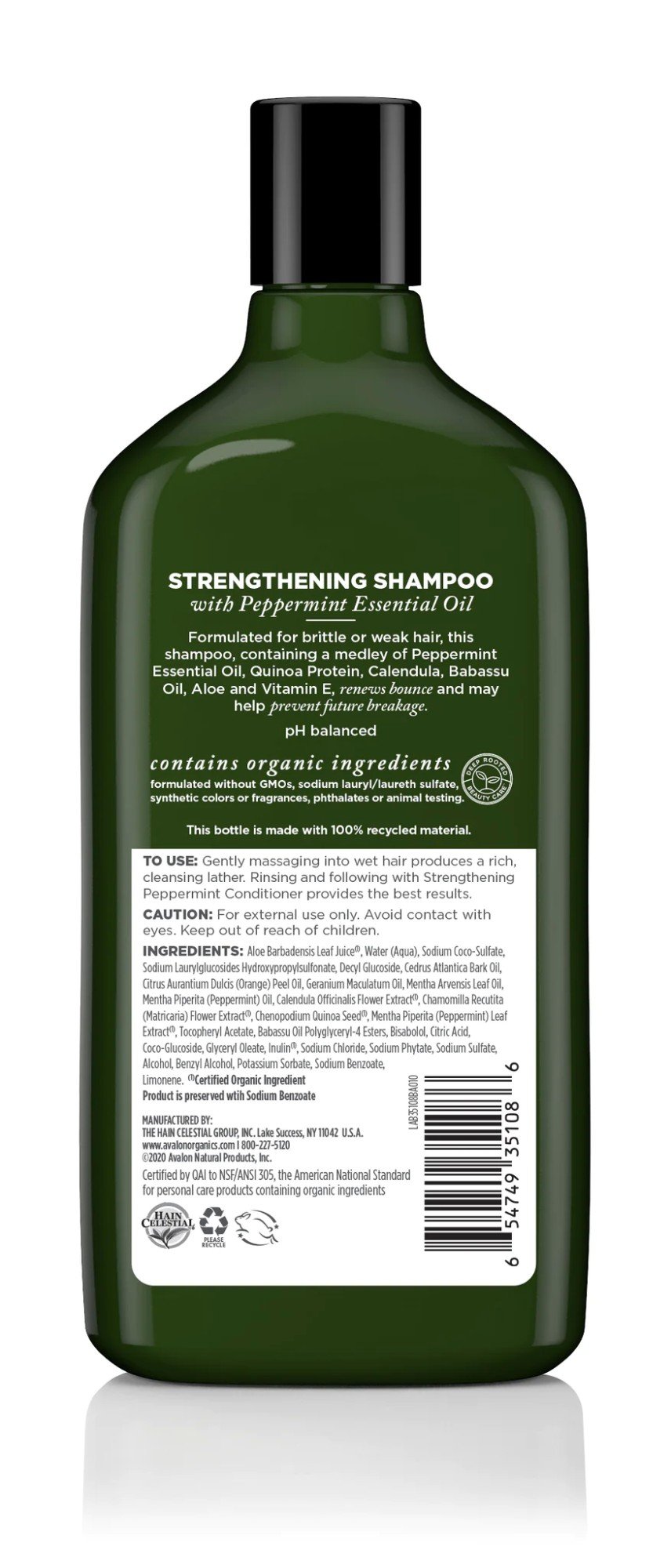 Avalon Organics Strengthening Peppermint Shampoo 11 oz Liquid