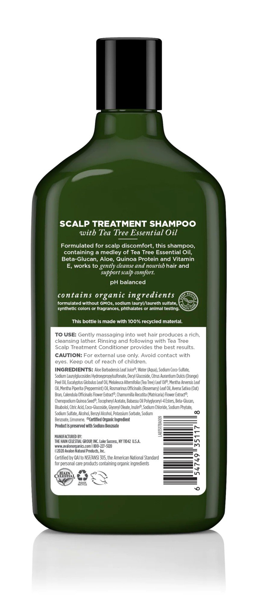 Avalon Organics Scalp Treatment Tea Tree Shampoo 11 oz Liquid