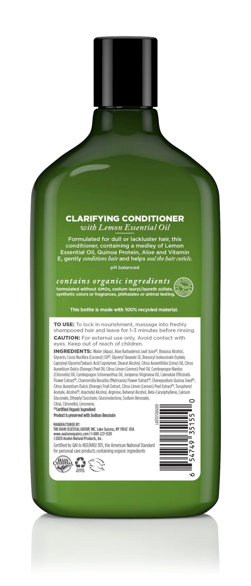 Avalon Organics Clarifying Lemon Conditioner 11 oz Liquid