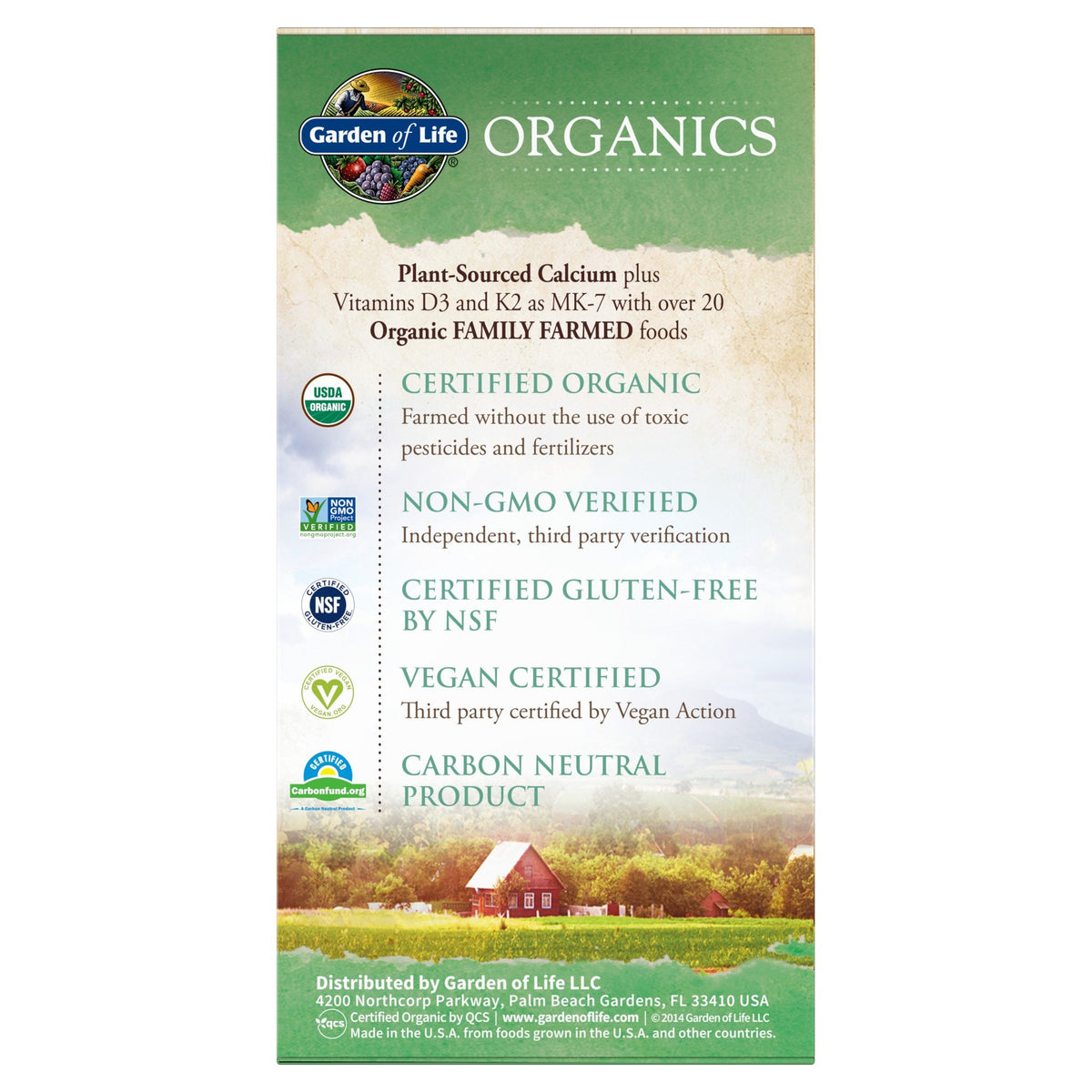 Garden of Life Garden of Life Organics Plant Calcium 180 Tablet