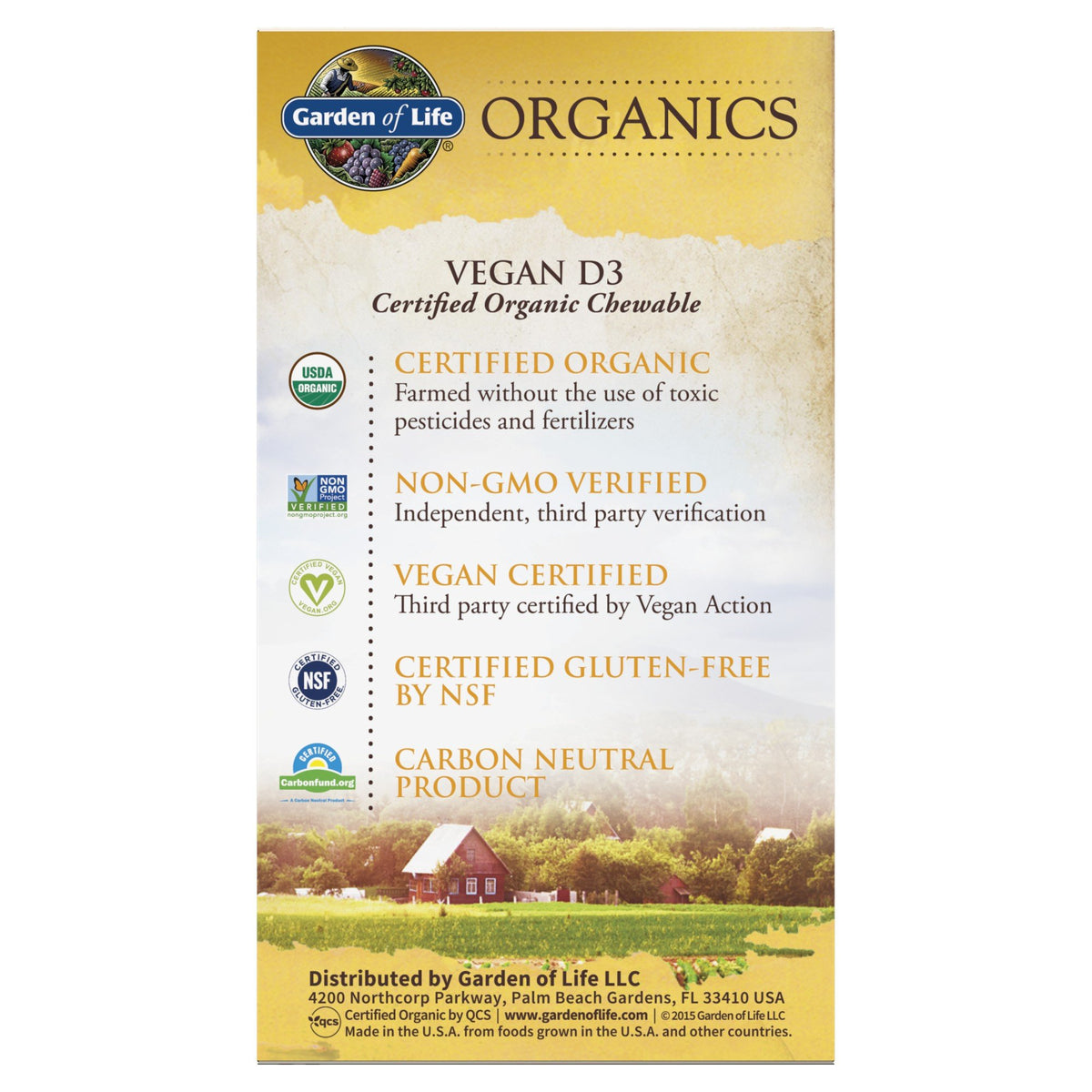 Garden of Life Garden of Life Organics 2000 IU Vegan D3 (Raspberry-Lemon) 30 Chewable