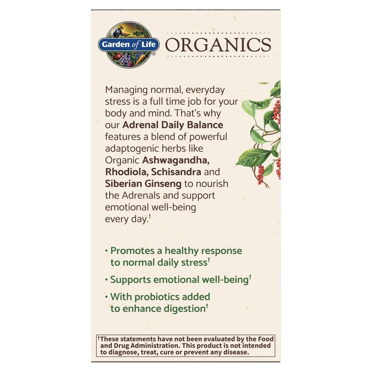 Garden of Life Garden of Life Organics Adrenal Daily Balance 120 Tablets