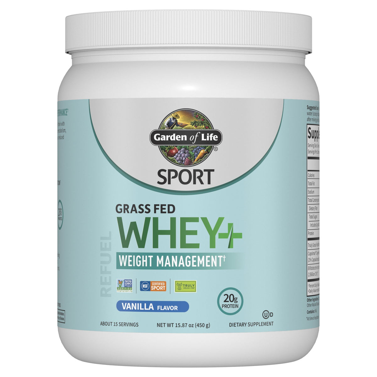 Garden of Life Sport Whey + Weight Management Vanilla 15.87 oz (450 g) Powder