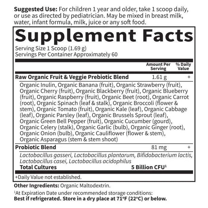 Garden of Life Organic Raw Probiotics Kids-5 Billion CFU-2 Month Supply 101.4 g(3.57 oz) Powder