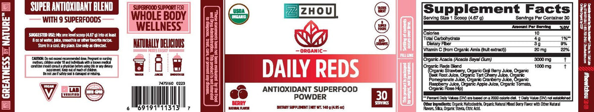 Zhou Nutrition Daily Reds 4.95 Powder