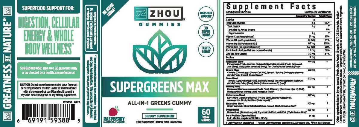 Zhou Nutrition Supergreens Gummy 60 Gummy