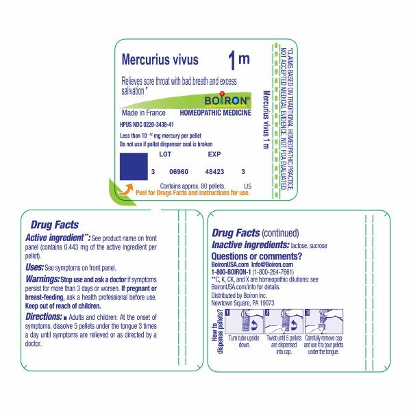 Boiron Mercurius Vivus 1M Homeopathic Single Medicine For Cough, Cold &amp; Flu 80 Pellet