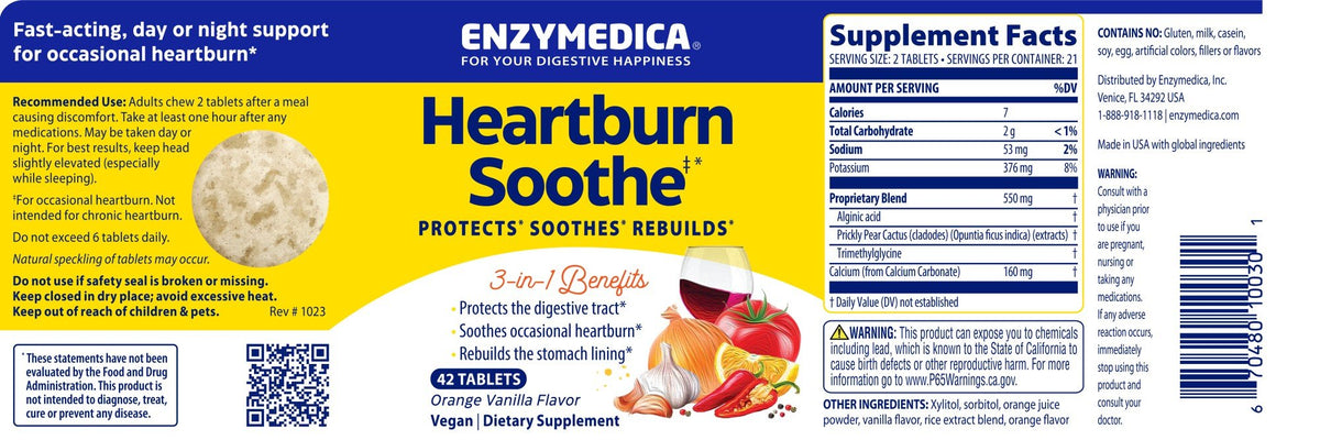 Enzymedica Heartburn Soothe 42 Chewable