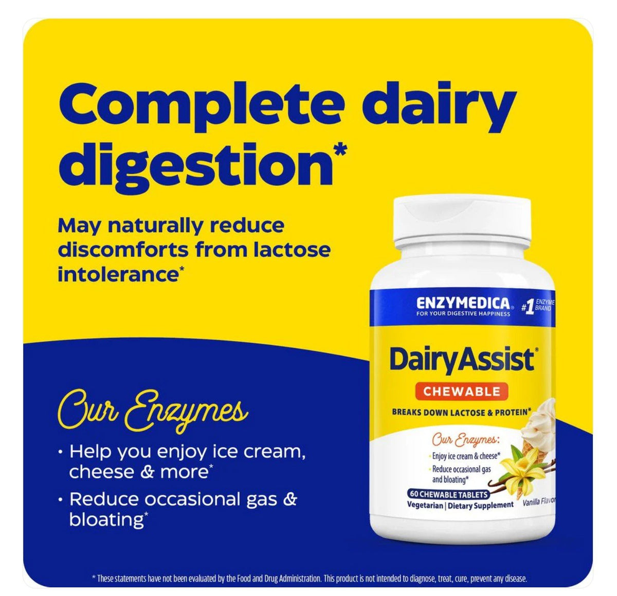 Enzymedica Dairy Assist Chewable 60 Chewable