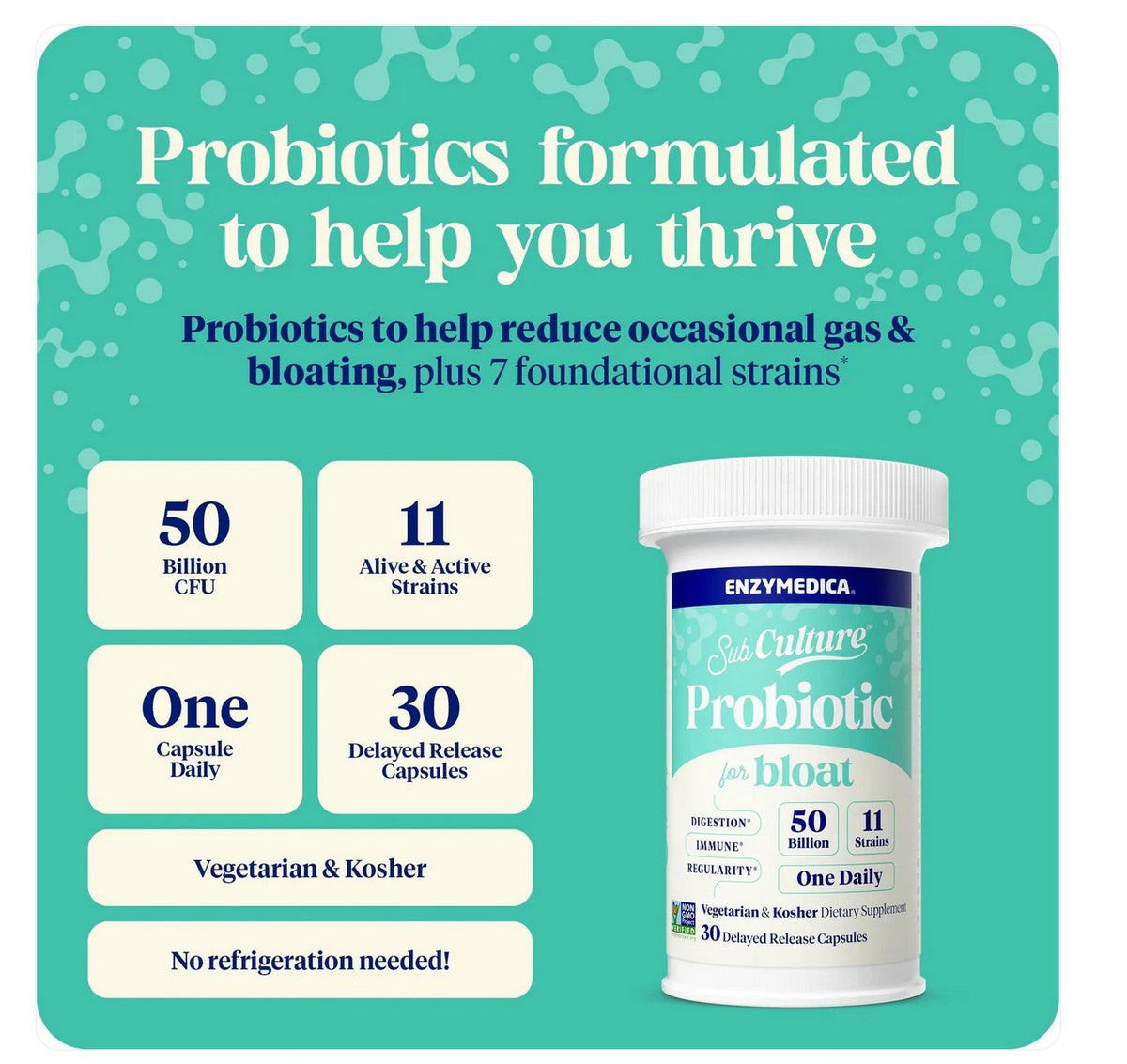 Enzymedica SubCulture Probiotic for Bloat 30 Capsule