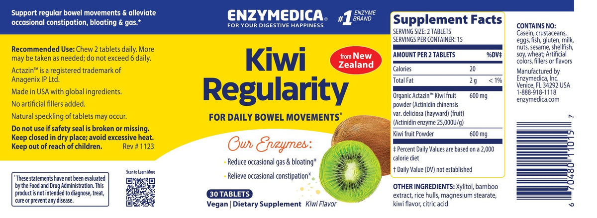 Enzymedica Kiwi Regularity Chews 30 Chewable