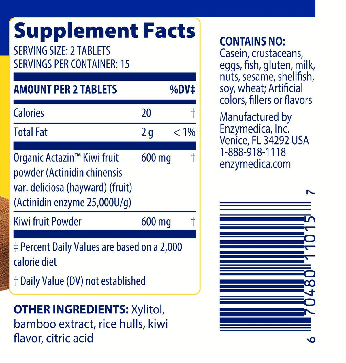 Enzymedica Kiwi Regularity Chews 30 Chewable